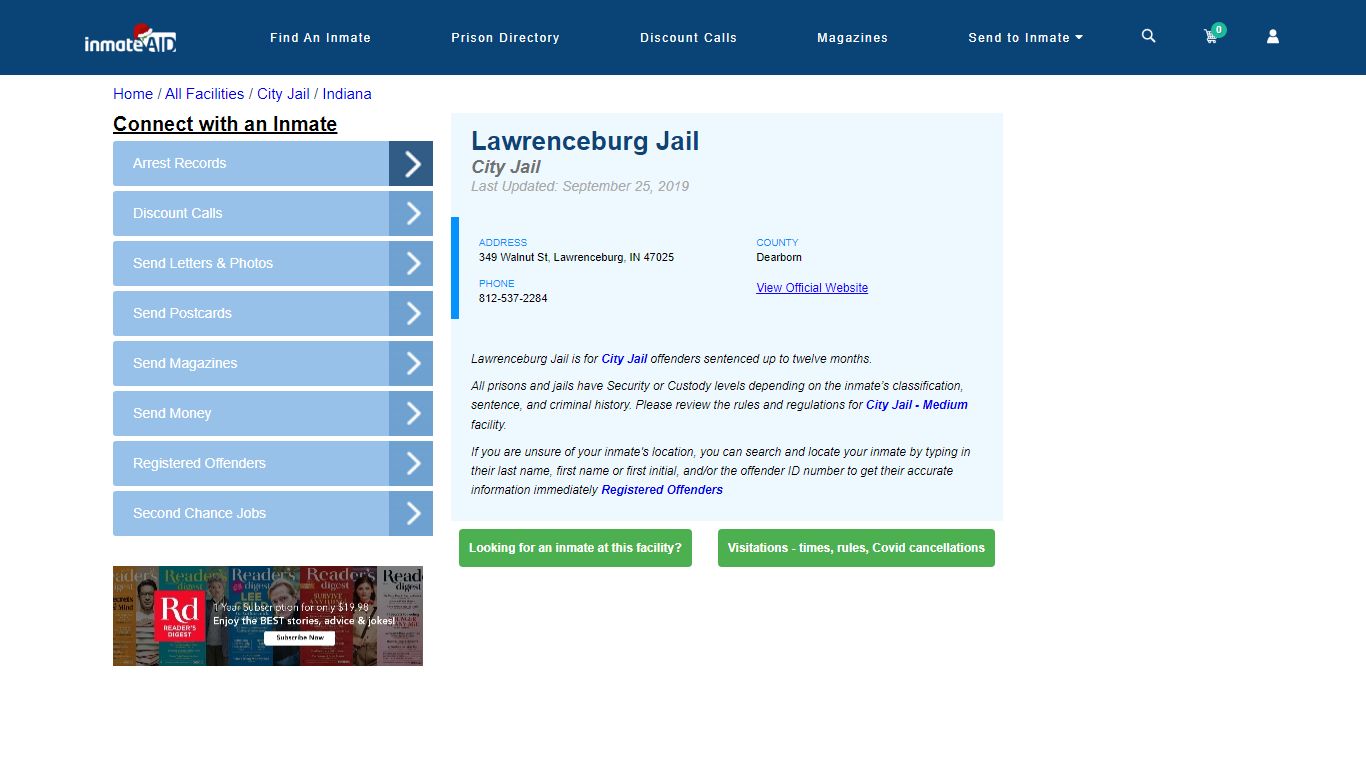Lawrenceburg Jail | Inmate Locator
