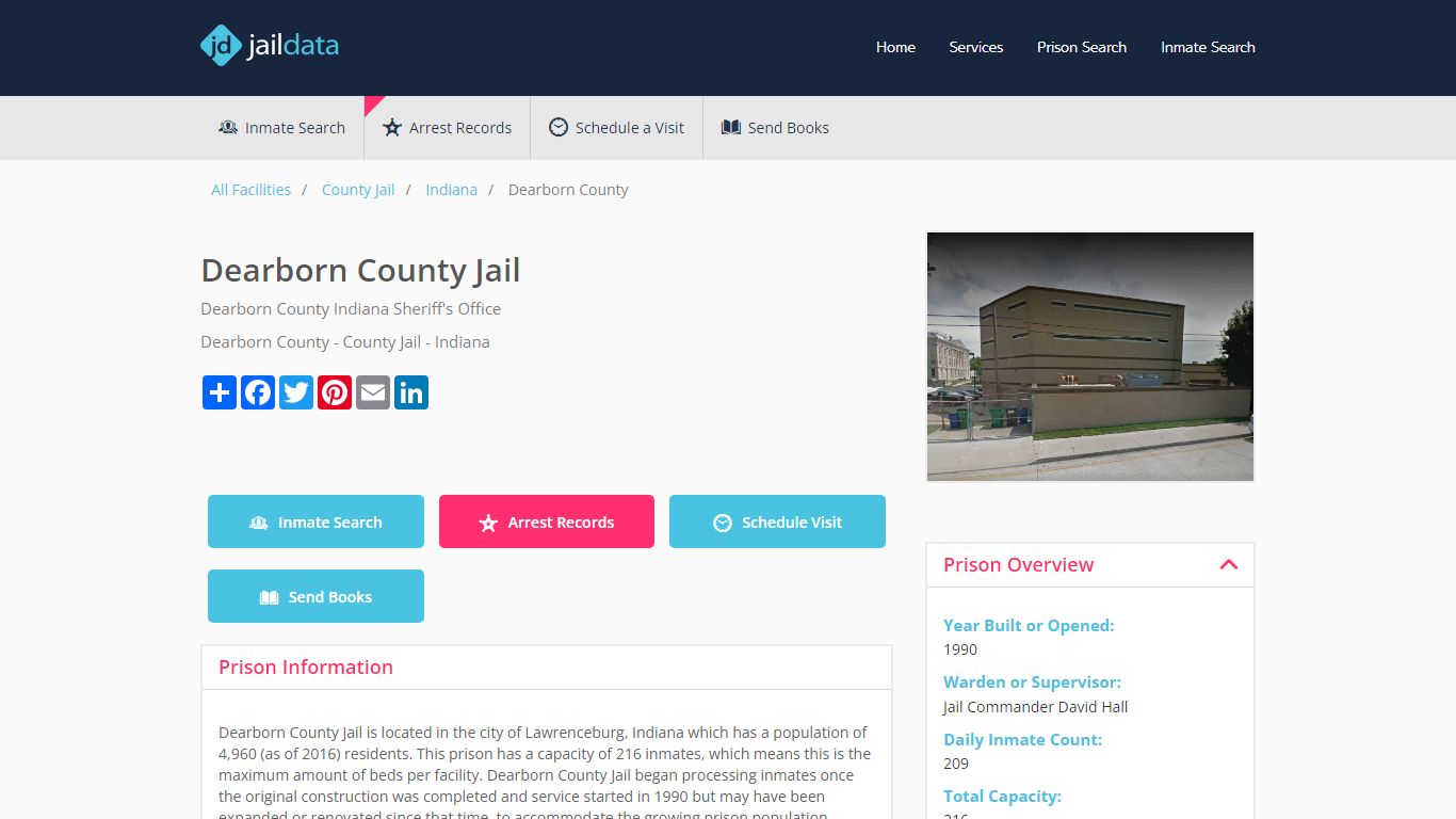 Dearborn County Jail Inmate Search and Prisoner Info - Lawrenceburg, IN
